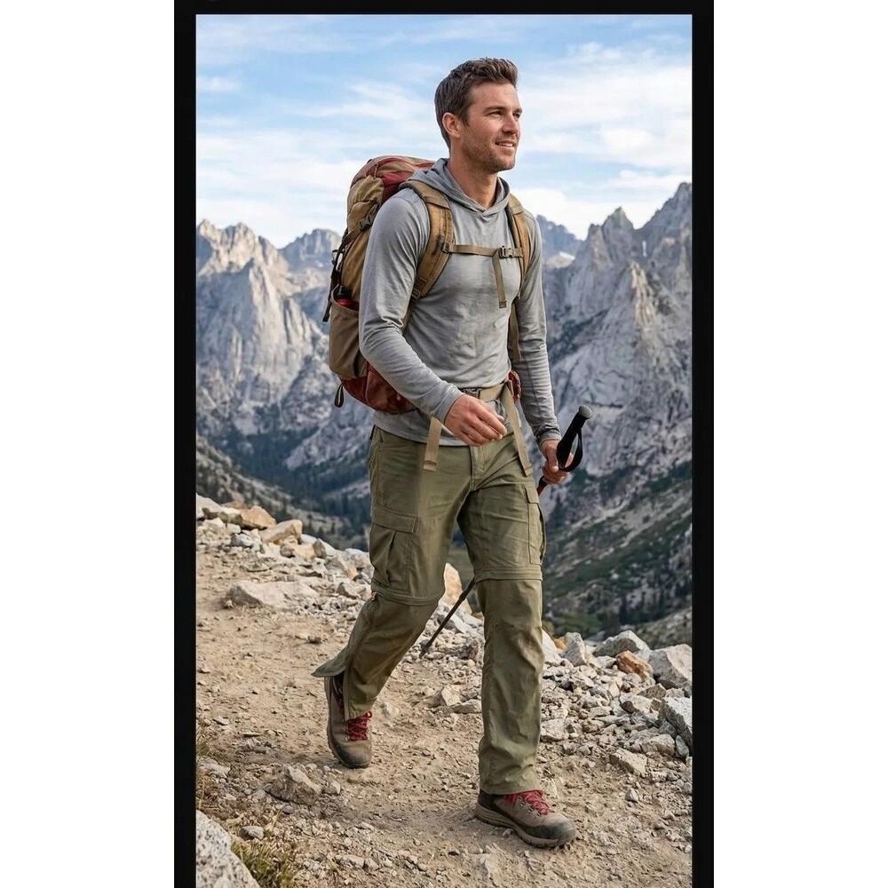 REI Co-op Sahara Convertible Hiking Pants Mens 32X34 Khaki Cargo Zip Off Trail